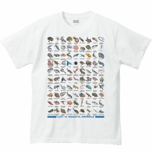 魚類＆水棲生物のリスト/半袖Ｔシャツ/メンズL(アウトレット)/白・新品・メール便 送料無料