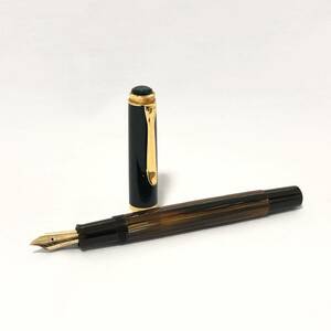 Pelikan ペリカン スーベレーン 万年筆 ブラウン マーブル ブラック ゴールド 茶色 14C-585 B M400 茶縞 文具 吸入式