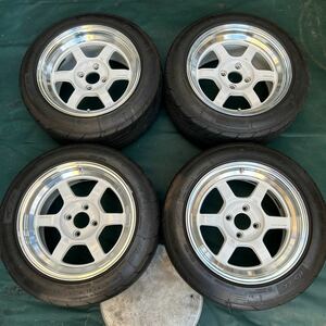 RAYS TE37V MC PCD100 4H 15インチ 8J +25 4本 セット ダッシュホワイト 限定カラー NANKANG ナンカン NS-2R 195/55R15 セット TE37 