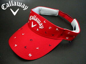 ■ 新品　安い！　即決　キャロウェイ　サンバイザー　メンズ　ゴルフ　Callaway　未使用 赤 レッド　総柄 総ロゴ　3D刺繍　帽子　バイザー