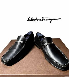 【本物保証】極上美品◆ Salvatore Ferragamo フェラガモ ◆ビット ローファー ビジネスシューズ 革靴 UR 55025 サイズ 8 26cm相当