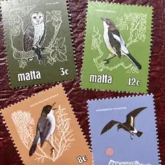 52115セール現品限り　外国切手未使用　マルタ発行鳥4種揃