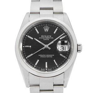 ロレックス オイスターパーペチュアル デイト 15200 ブラック バー Y番 中古 メンズ 腕時計