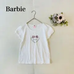 【バービー】パフスリーブTシャツ（160cm）ラインストーン 英字ロゴ リボン