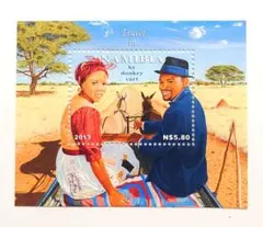 外国切手　アフリカ　ナミビア　輸送手段 ロバカート　小型シート