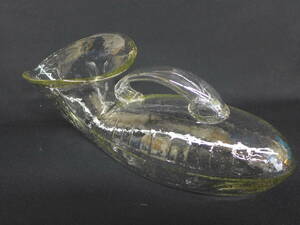 cc252● レア 古いガラス尿瓶 気泡 アンティーク 口径約10㎝ 目盛 当時物 グリーンベース テラリウム/80
