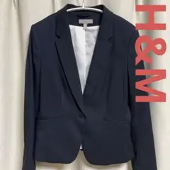 H&M ブレザー　上着　濃紺　ビジネススーツ　アウター　就活　ショートジャケット