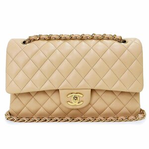 （新品・未使用品）シャネル CHANEL マトラッセ 25 Wフラップ Wチェーン ショルダー ハンドバッグ 斜め掛け ラムスキン ベージュ A01112