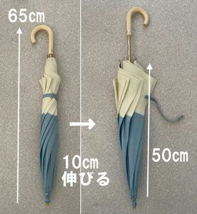 H57/開くと10㎝伸びる　UV加工傘　水色ｘ白　保管品　日傘