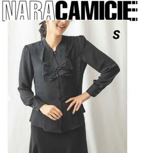 NARACAMICIE ナラカミーチェ　シャドーチェックフリル襟ブラウス　ブラック　S〜M