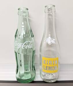 空き瓶 Coca・Cola コカ・コーラ 190ml KIRIN LEMON キリンレモン 炭酸飲料 無果汁 200ml 2本セット コレクション レトロ インテリア