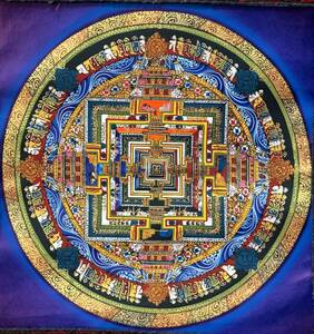 ◆カーラチャクラ・マンダラ（時輪曼荼羅）タンカ／仏画／チベット-KL22