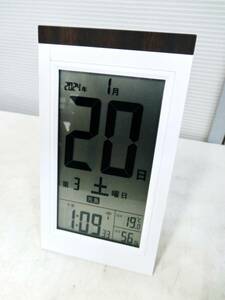ADESSO　デジタル日めくり電波時計　KW9254　動作良好　日付表示 アラーム　スヌーズ　温度表示　置き掛け兼用　アデッソ