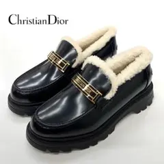 未使用 クリスチャンディオール DIOR CODE シアリング ロゴ ローファー