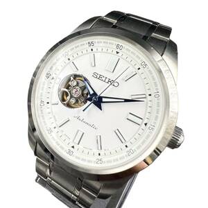 【KF1044】SEIKO AT 自動巻 プレサージュ メカニカル スケルトン ホワイト文字盤 4R38-02A0 腕時計 セイコー 箱付