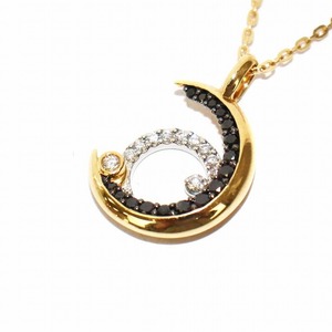 スタージュエリー DIAMOND ECLIPSE ムーン ブラックダイヤモンド ネックレス ペンダント K18 Pt950 0.15ct イエローゴールド