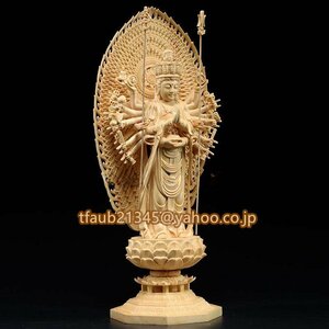 仏教美術 千手観音菩薩 精密彫刻 仏像 手彫り 木彫仏像 仏師手仕上げ品 高さ約42ｃｍ
