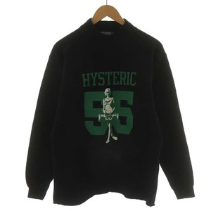 ヒステリックグラマー HYSTERIC GLAMOUR Tシャツ カットソー 長袖 ワッフル生地 コットン M 黒 ブラック 02223CS02