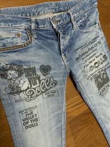 ★値下げ交渉あり★ヒステリックグラマー NEW YORK DOLLS ダメージ加工スタッズデニム★L1509★サイズS★名作 hysteric ストレッチ混