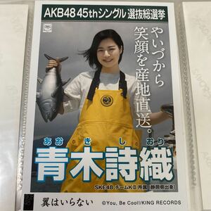 【1スタ】AKB48 翼はいらない 劇場盤 生写真 青木詩織 SKE48 選抜総選挙 選挙ポスター 1円スタート