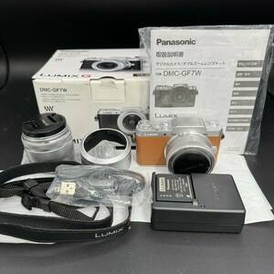 1円〜≪美品≫Panasonic　LUMIX　DMC-GF7W　ミラーレス　デジタル一眼レフカメラ　ダブルレンズキット　ブラウン　430-1