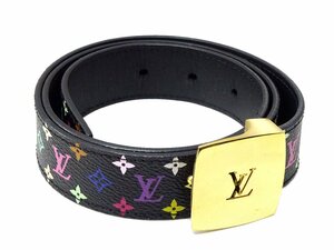 【箱・袋】ルイヴィトン/LOUIS VUITTON サンチュール ベルト 75/30 モノグラム マルチカラー ノワール ロゴ ゴールド