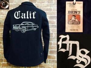 ★定価￥19950/表記S/新品！ベンデイビス.刺繍入り.BEN DAVIS.アメ車.カーコートファラオJKT.黒.ルード系ロカビリー50sビンテージスタイル