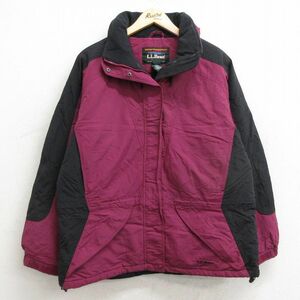 古着 エルエルビーン LLBEAN 長袖 ナイロン ジャケット レディース 襟フリース 大きいサイズ エンジ系他 24jan09 中古 アウター ウインドブ