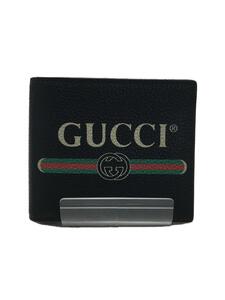 GUCCI◆2つ折り財布/レザー/BLK/レディース/496309