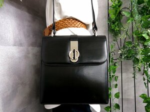 ●美品●Christian Dior クリスチャン・ディオール●ターンロック●カーフ レザー●ショルダー バッグ●黒●SV金具●ヴィンテージ●Js45894