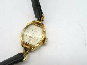 1円◆稼働◆ ＡＬＬＡＨ Ｋ18 ホワイト 手巻き レディース 腕時計 M19605