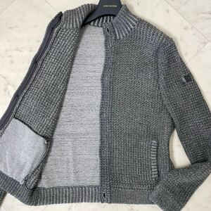 未使用級/Lサイズ★ アルマーニ エクスチェンジ ARMANI EXCHANGE ワッフルニット ジャケット ブルゾン コットン ウール メランジ グレー