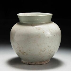 Y828. 時代朝鮮美術 李朝 白磁 壺 高さ11.3cm / 陶器陶芸古美術花器花瓶