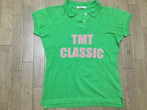 USED美品☆ TMT CLASSIC グリーン×ピンク　半袖ポロシャツ 　サイズM