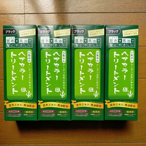 昆布+馬油で髪にやさしい ヘアカラートリートメント ブラック 上品なローズの香り 無添加 200g 染毛料 白髪染め 4個セット y7052-4-HA13