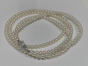 1円〜！MIKIMOTO(ミキモト) 良質!! K14 アコヤ本真珠ロングネックレス　約5.0-5.4mm珠 44.8g 約パールネックレス pearl necklace 