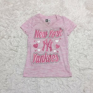 【送料無料】NEW ERA　ニューエラ　半袖　Tシャツ　4/5　120cmぐらい　ロゴ　ピンク　キッズ　子供服