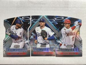 [3枚セット] 大谷翔平 2023 Topps Stadium Triumvirate ダイカット Shohei Ohtani Mookie Betts Freddie Freeman MLBカード