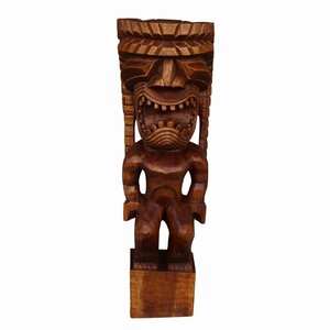 ティキの木彫り ティキ カナロア TIKI KANALOA 120cm 木製スワール無垢材 TIKI木彫り オブジェ ハワイアン 350285