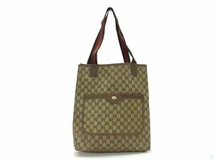 1円 GUCCI オールドグッチ ヴィンテージ シェリーライン GG柄 PVC トートバッグ ショルダー 肩掛け レディース ブラウン系 AW9728