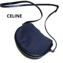 CELINE フラップ ショルダーバッグ Ｃマカダム ブラック 総柄