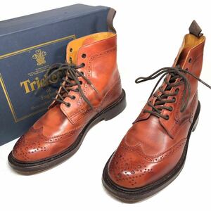【トリッカーズ】本物 Tricker’s 靴 24.5cm 茶 カントリーブーツ ハイカットシューズ カジュアルシューズ 5180 本革 レザー メンズ 6 箱有