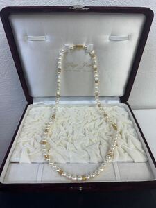 美品　ゴールド金具　本真珠　パール　ネックレス　長さ約63cm 重さ62.8g