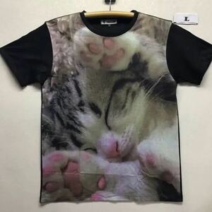 新品 かわいい 子猫 肉球 Tシャツ Lサイズ にくきゅう 管3522 ねこ　ニャンコ