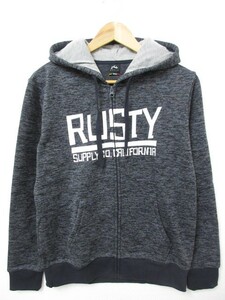 【送料無料】【新品】ラスティ RUSTY かっこいい ジップアップパーカー 厚手生地 スウェット ダークグレー Mサイズ■L17465AWS19-70-2