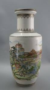 半額セール　中国陶磁器　白瓷 花瓶 茶道具 花生 飾り 花器 置物　高さ47cm　口径13cm　底径12.8cm