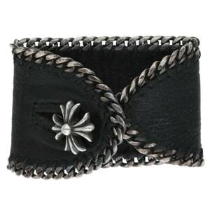 クロムハーツ Chrome Hearts CHN LTHR PLS/CHプラスチェーン レザーブレスレット 中古 SJ02