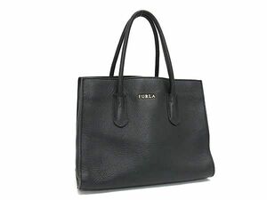 1円 ■美品■ FURLA フルラ テッサ レザー ハンドバッグ トートバッグ レディース ブラック系 BI2051