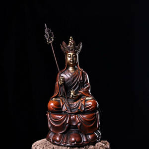 ▽鴻▽銅製 塗金 塗銀 地藏王菩薩 置物 古賞物 中国古玩 中国古美術