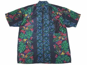 HAWAIIAN COMPANY vintage original BORDER PATTERN ALOHA SHIRT S size / ボーダー柄 アロハ ハワイアンシャツ シルク100％ メンズ